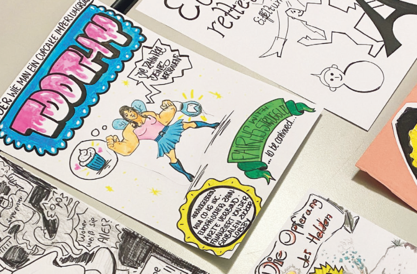 Verschiedene Comic-Entwürfe mit Held*innen