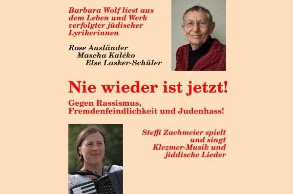 Plakat mit den Infos und Fotos der Künstlerinnen