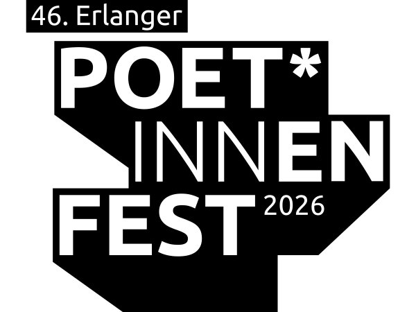 Logo des 46. Erlanger Poet*innenfests 2026 in schwarz-weiß
